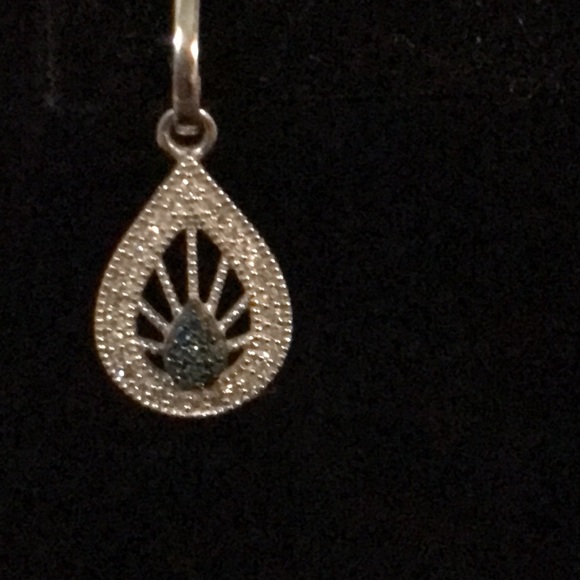 Earrings - 10k WG - Blue and White Diamond - Picture 2 of 9